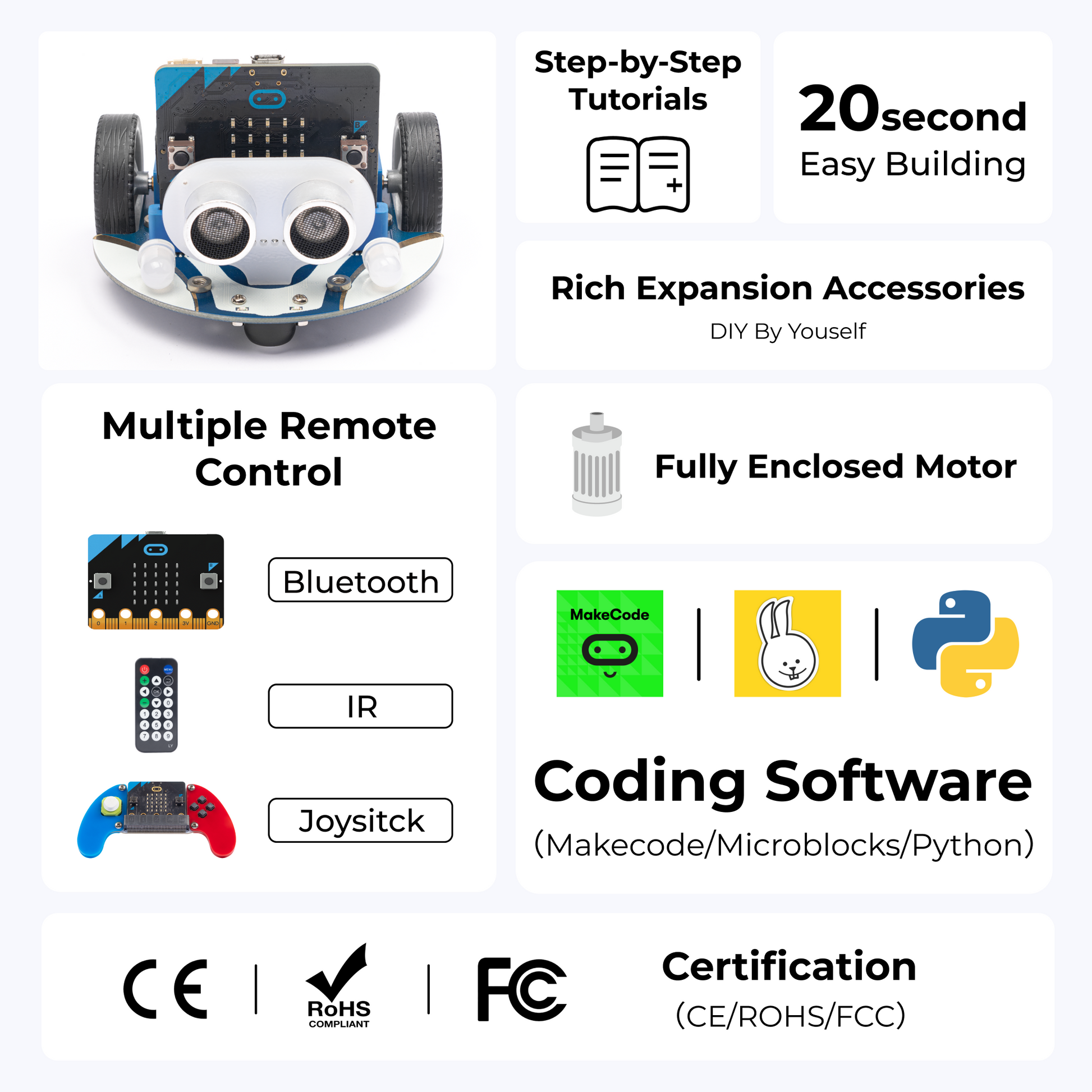 micro bit Robot Smart Cutebot Kit, DIY Programmable Robot Car Kit & STEM Educational Robot Kit