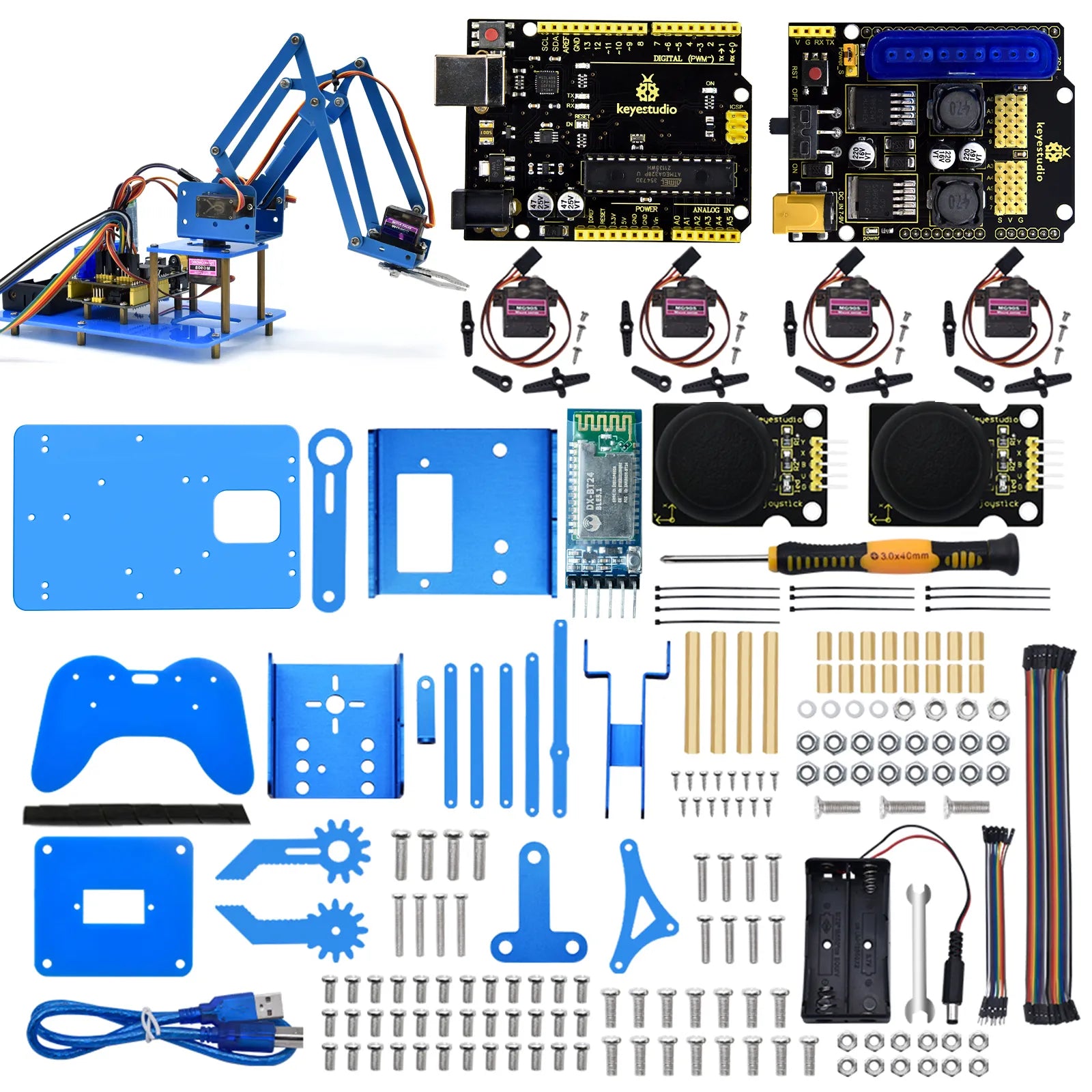 4DF Mechanical PS2 Joystick Metallic Robot Arm Learning Starter Kit V2.0 for Arduino DIY