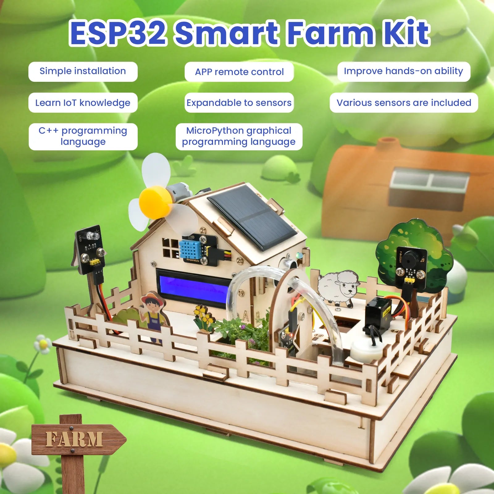 ESP32 IoT Control Smart Farm Starter Kit for Arduino Scratch 3.0 Graphical Programming