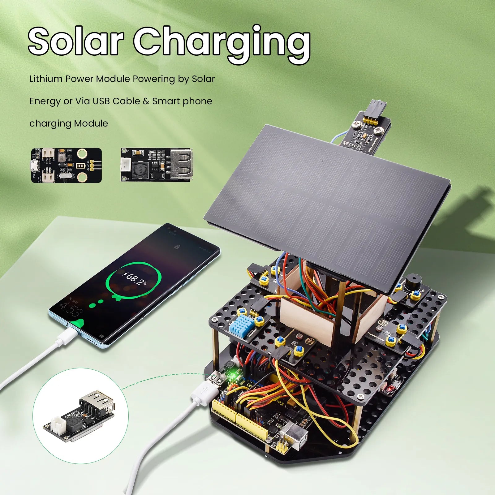 Acrylic Smart Solar Tracker System Tracking Starter Kit For Arduino STEM Programming Toys DIY Mobile Phone Charging