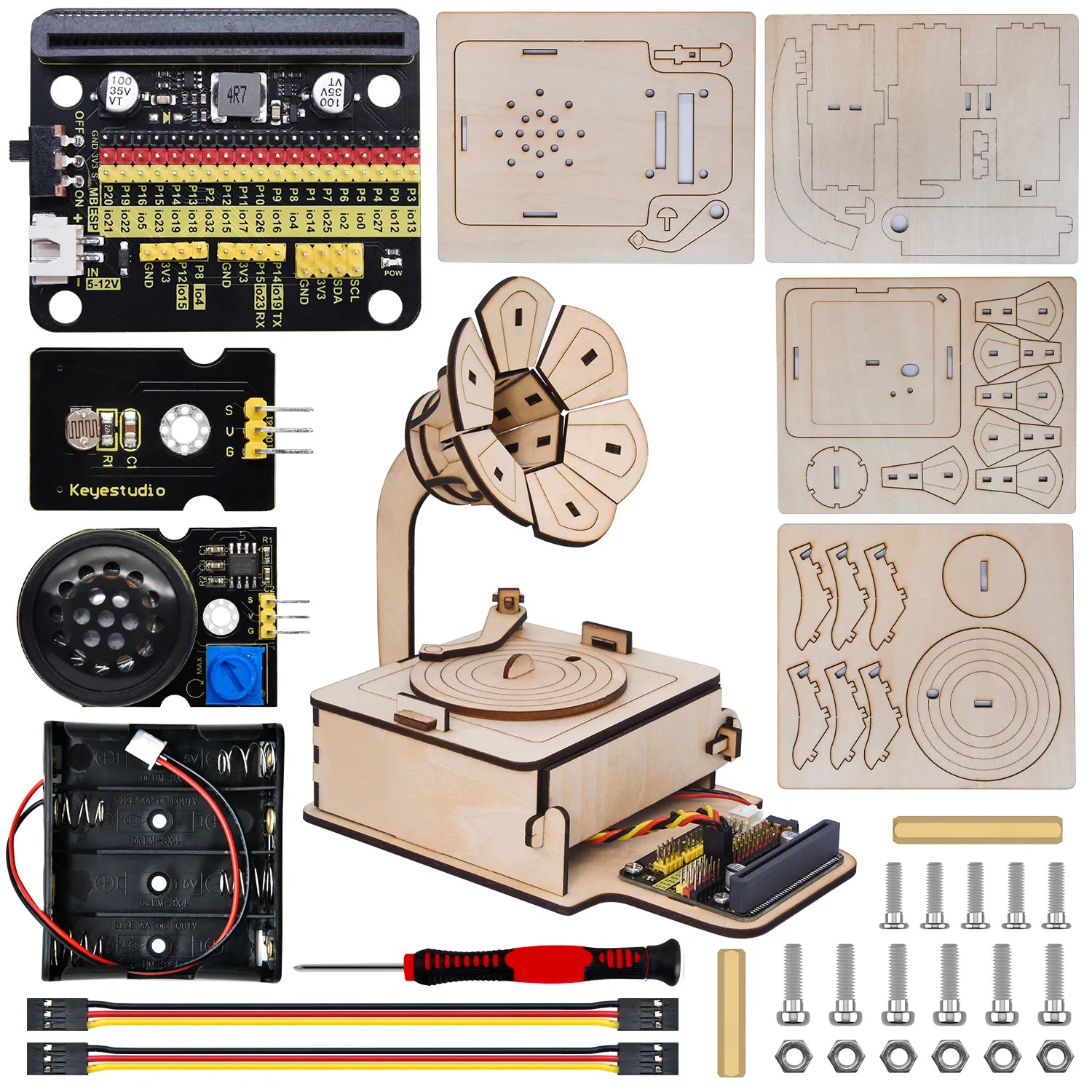 Keyestudio Micro bit Learning Starter Kit Programming DIY Mini Light Controlled Phonograph Kit With Microbit Board