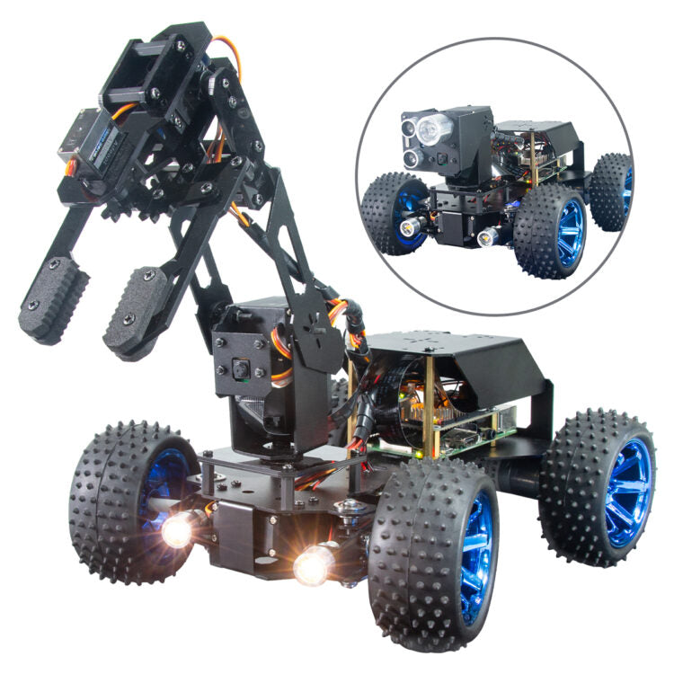 PiCar Pro Smart Robot Car Kit 2-in-1 4WD Car Robot with 4-DOF Robotic Arm for Raspberry Pi