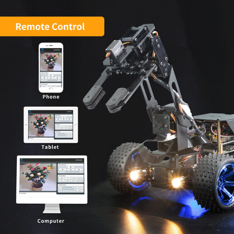 PiCar Pro Smart Robot Car Kit 2-in-1 4WD Car Robot with 4-DOF Robotic Arm for Raspberry Pi