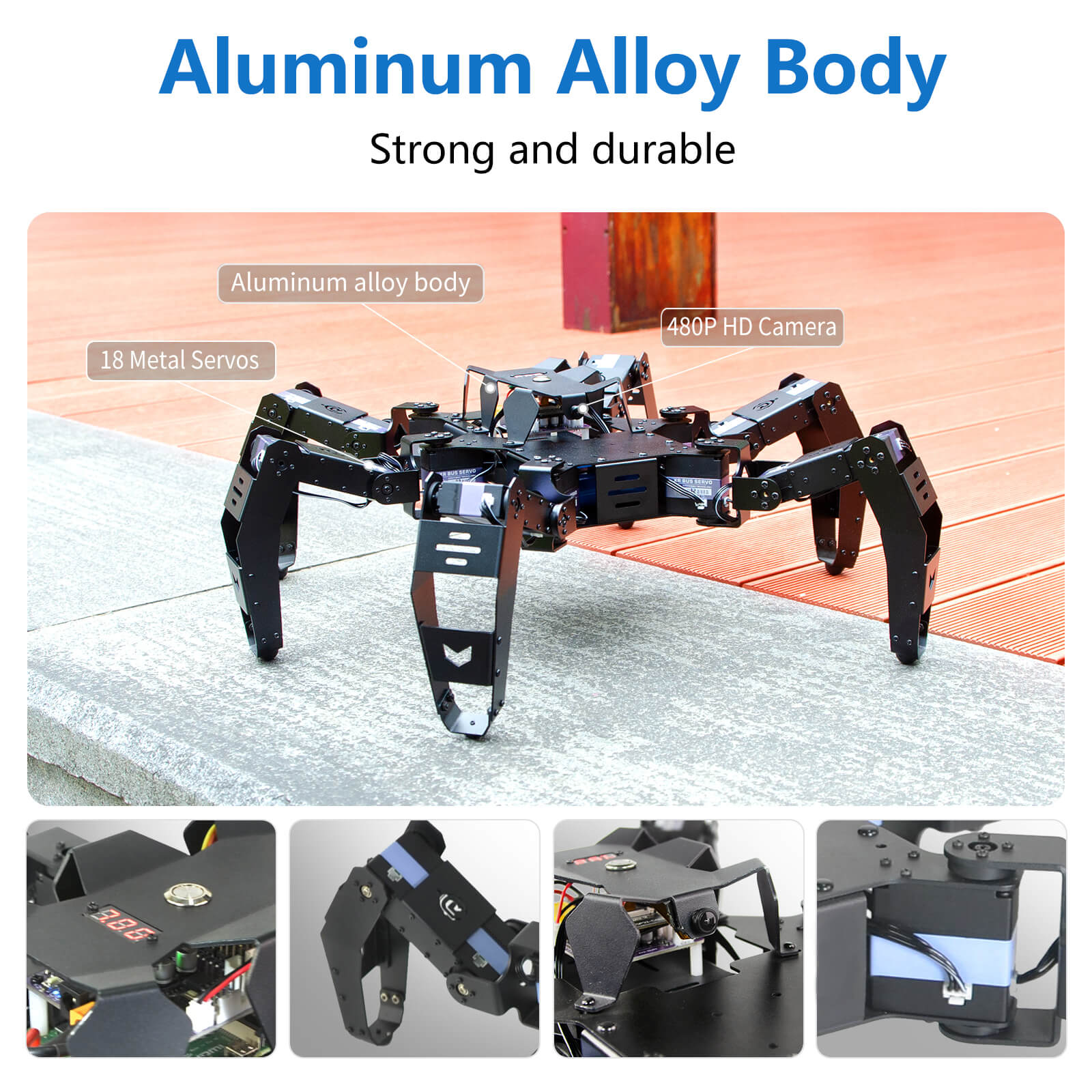 Six-legged bionic spider robot Raspberry Pi 4b WiFi real-time video programmable AI competition