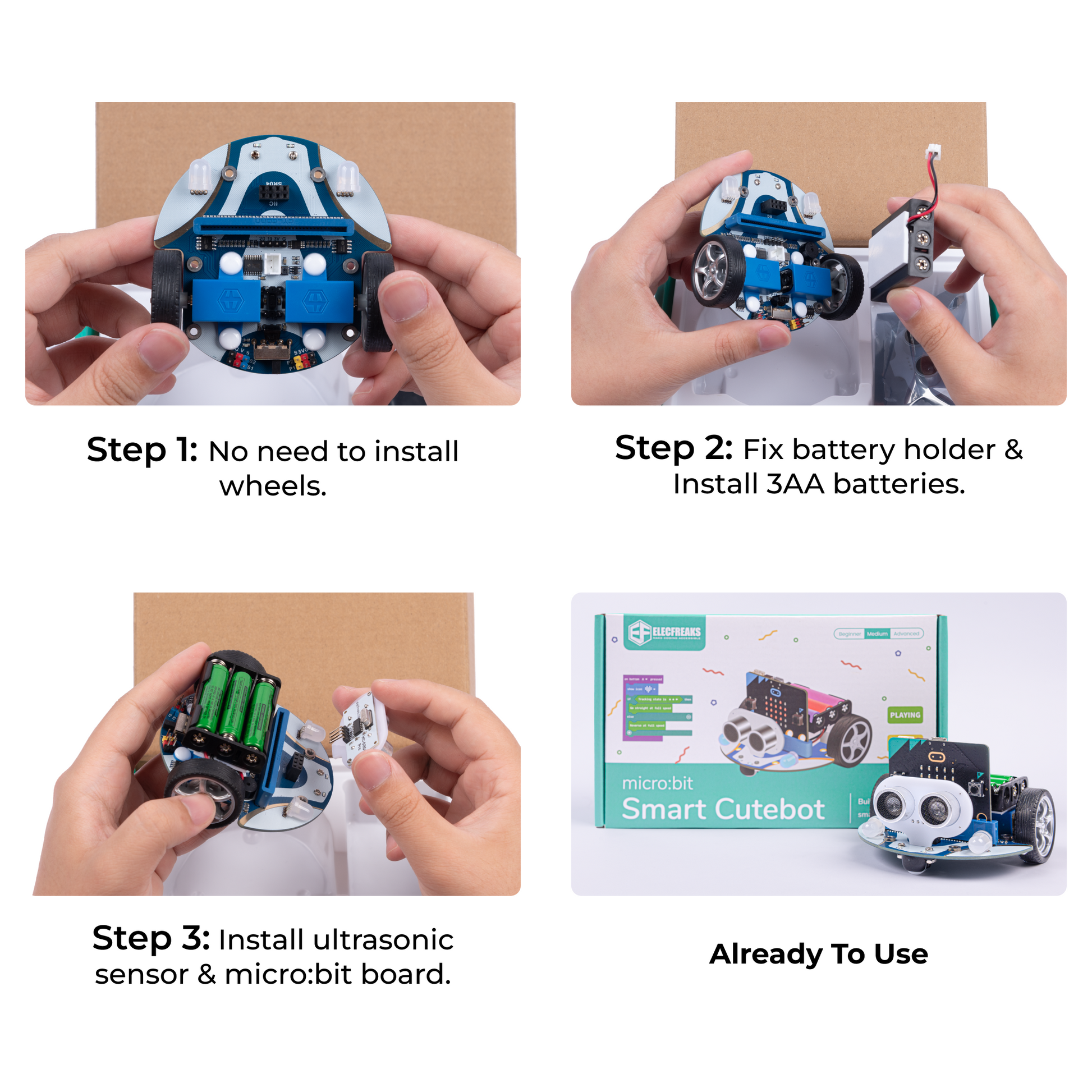 micro bit Robot Smart Cutebot Kit, DIY Programmable Robot Car Kit & STEM Educational Robot Kit