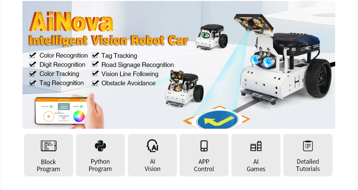 AiNova Intelligent Vision Robot Car Graphical Python Program