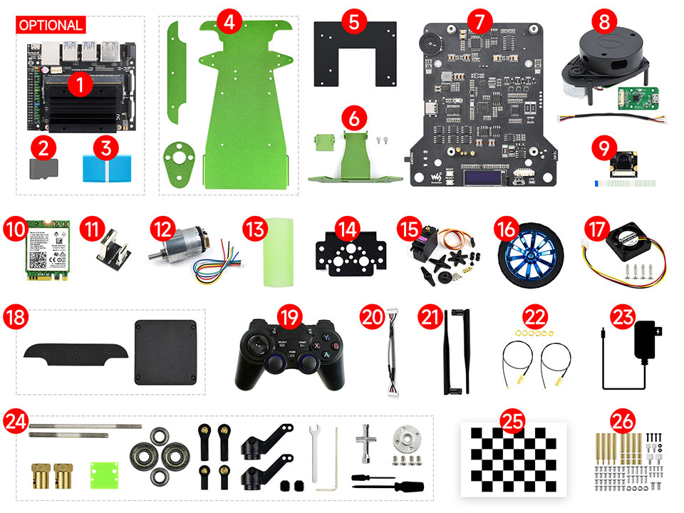 JetRacer Professional Version ROS AI Kit B, Dual Controllers AI Robot, Lidar Mapping, Vision Processing, comes with Jetson Nano Dev Ki