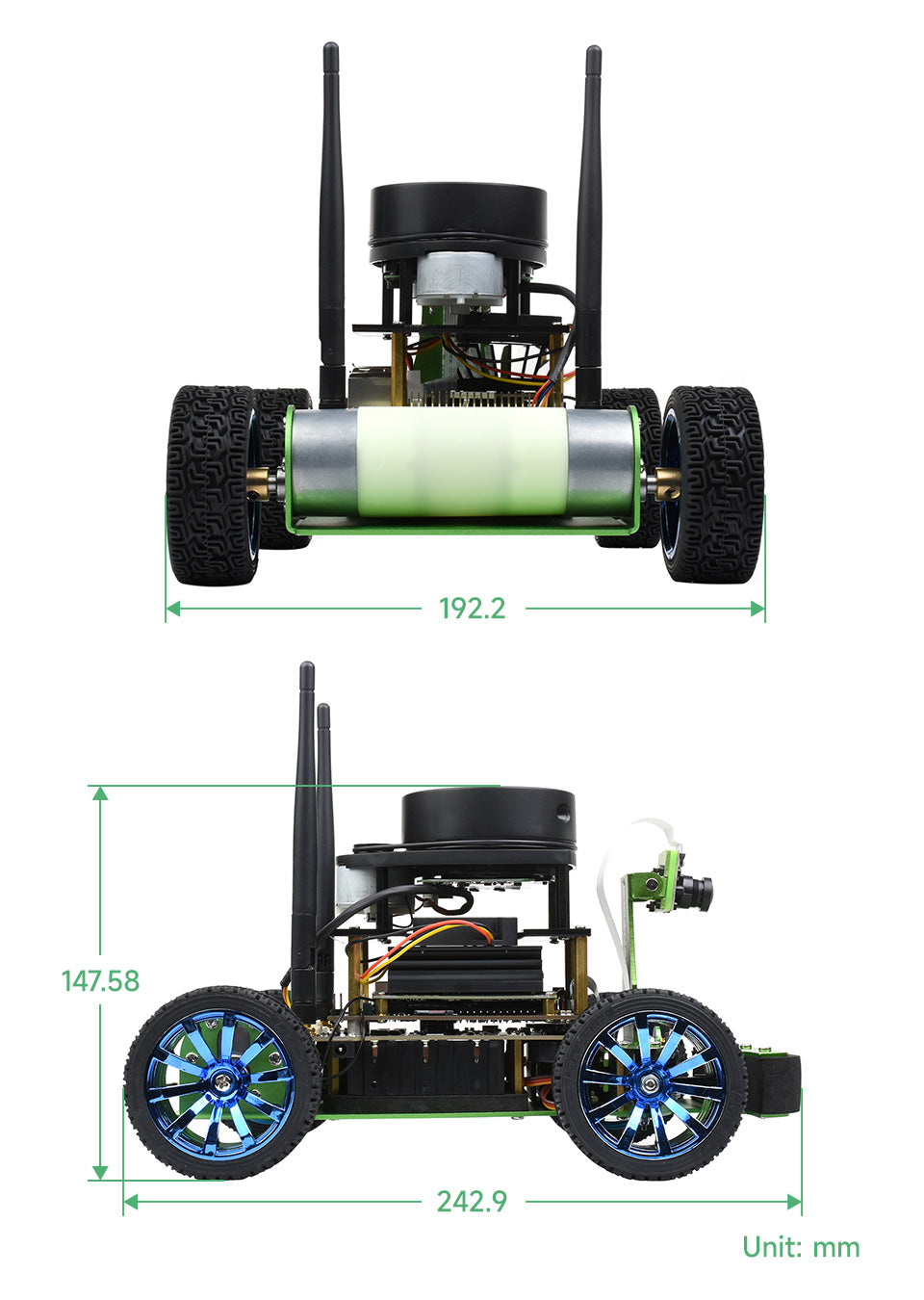 JetRacer Professional Version ROS AI Kit B, Dual Controllers AI Robot, Lidar Mapping, Vision Processing, comes with Jetson Nano Dev Ki