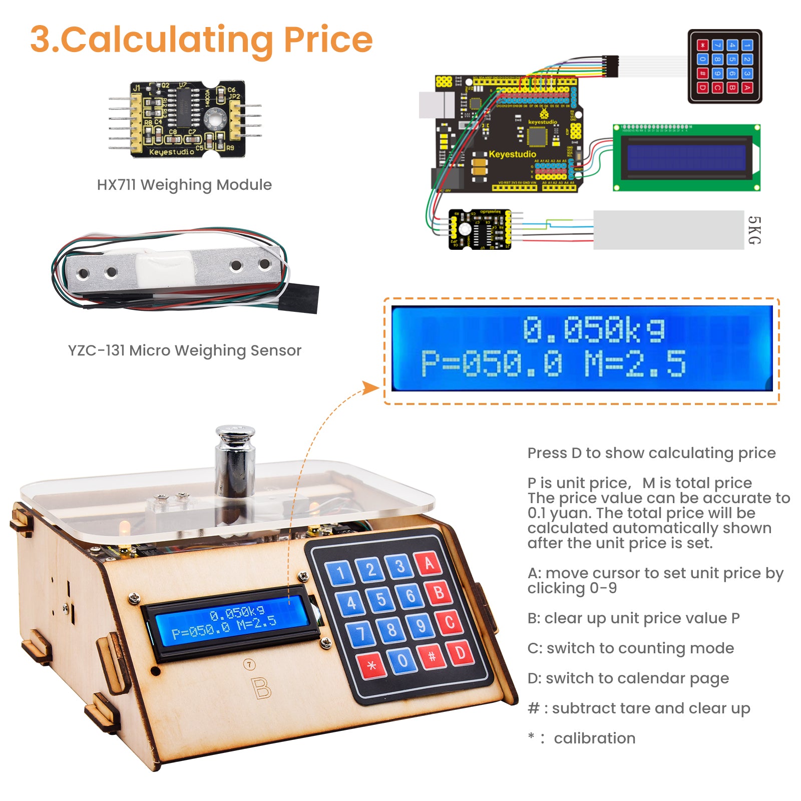 Electronic scale 5 kg Arduino Project Kit: Build Your Own Scale