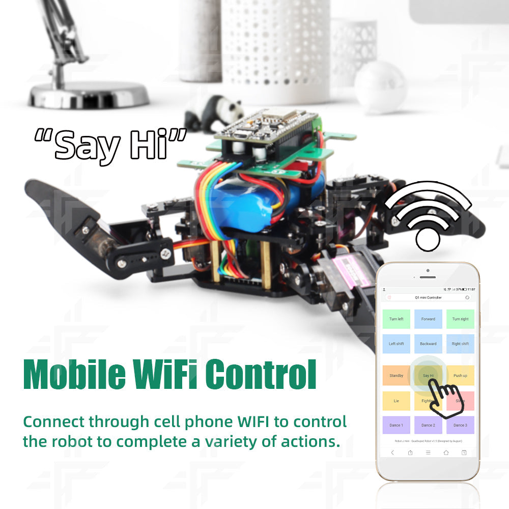 New Spider Four-Legged Robotics Starter Kit WiFi Controlled DIY STEM Robot Kit Smart Rob