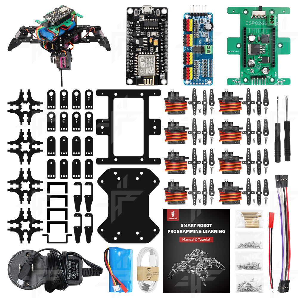 New Spider Four-Legged Robotics Starter Kit WiFi Controlled DIY STEM Robot Kit Smart Rob