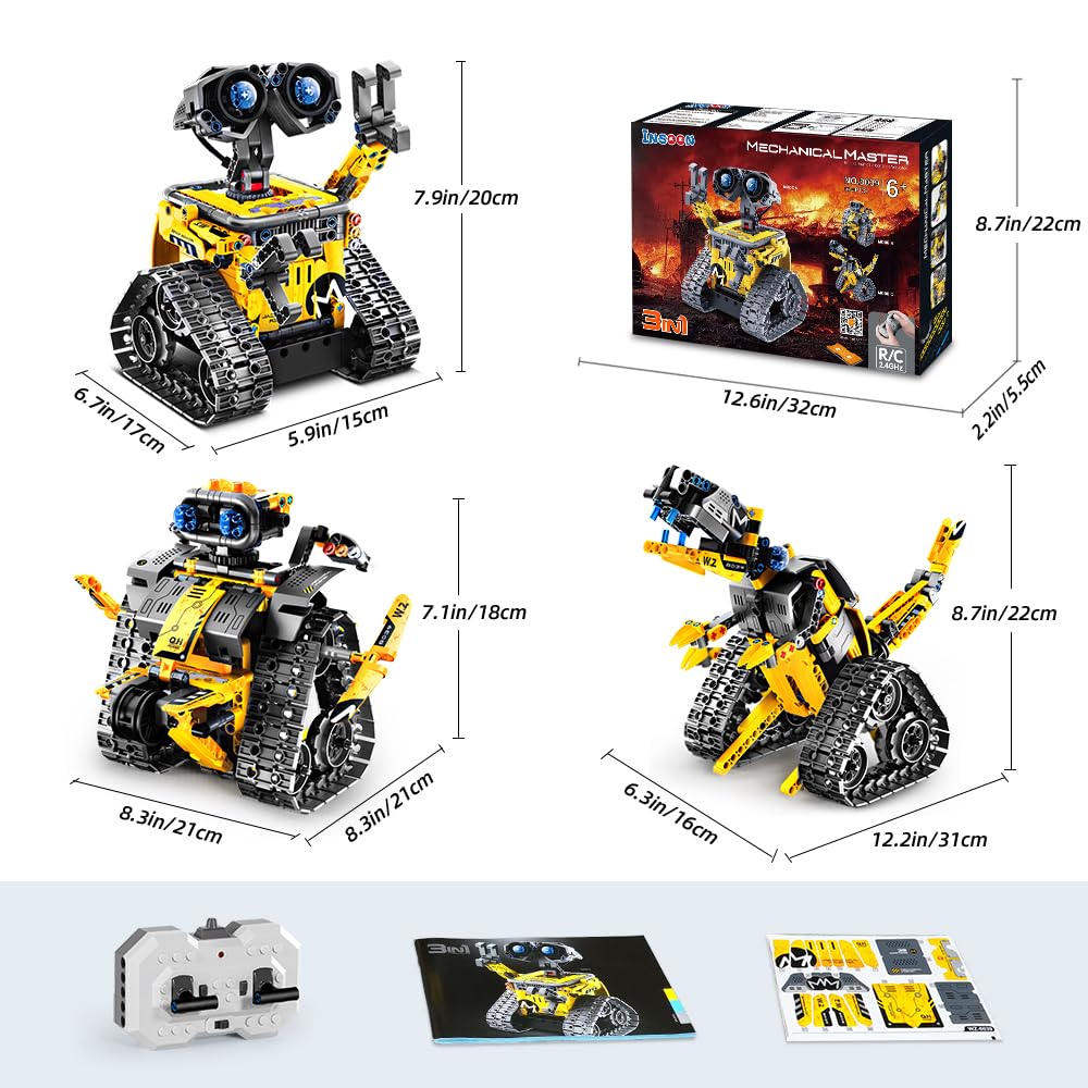 Remote Control Robot Rover Kit | 560 Piece STEM Set | Build into 4 Different Robotic Creations | 5 Driving Modes: Move, Drive, Drift, or Perform Stunts using Included 2.4Ghz RC or Smart Device App