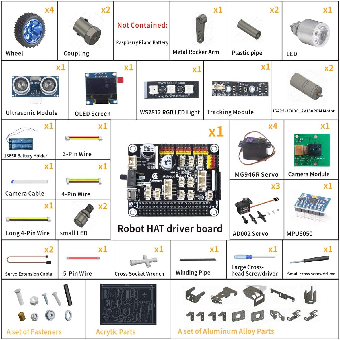 PiCar Pro Smart Robot Car Kit 2-in-1 4WD Car Robot with 4-DOF Robotic Arm for Raspberry Pi