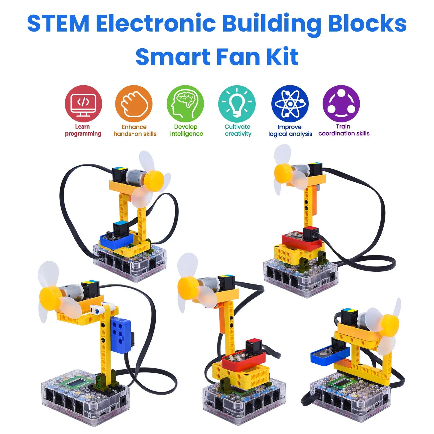 Kids Bits STEM Electronic Building Blocks Smart Fan Kit Python Programming DIY Lego Sensor Module Set For Arduino With Uno Board