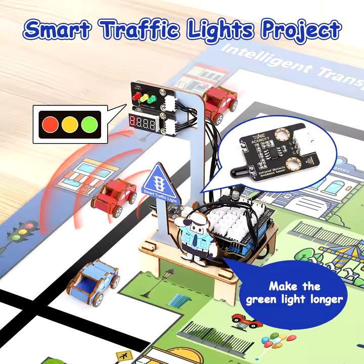 ACEBOTT ESP32 STEM Intelligent Transport School Smart Home Kit Education Solution Series with Educational Resource for Arduino