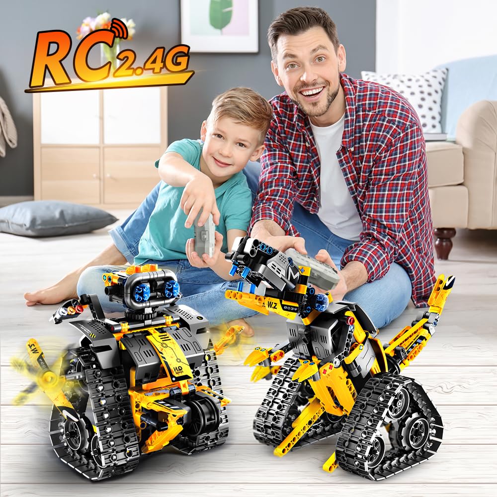 Remote Control Robot Rover Kit | 560 Piece STEM Set | Build into 4 Different Robotic Creations | 5 Driving Modes: Move, Drive, Drift, or Perform Stunts using Included 2.4Ghz RC or Smart Device App