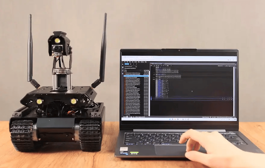 Open-source Off-Road Tracked AI Robot For Jetson Orin Series Board Dual Controllers Flexible Omnidirectional Pan-Tilt