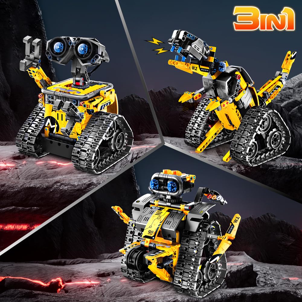 Remote Control Robot Rover Kit | 560 Piece STEM Set | Build into 4 Different Robotic Creations | 5 Driving Modes: Move, Drive, Drift, or Perform Stunts using Included 2.4Ghz RC or Smart Device App