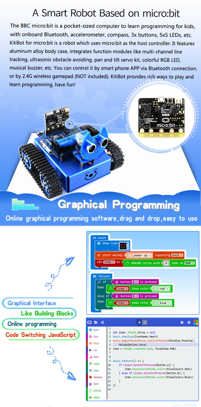 KitiBot, Starter Robot, Graphical Programming, 2WD Version