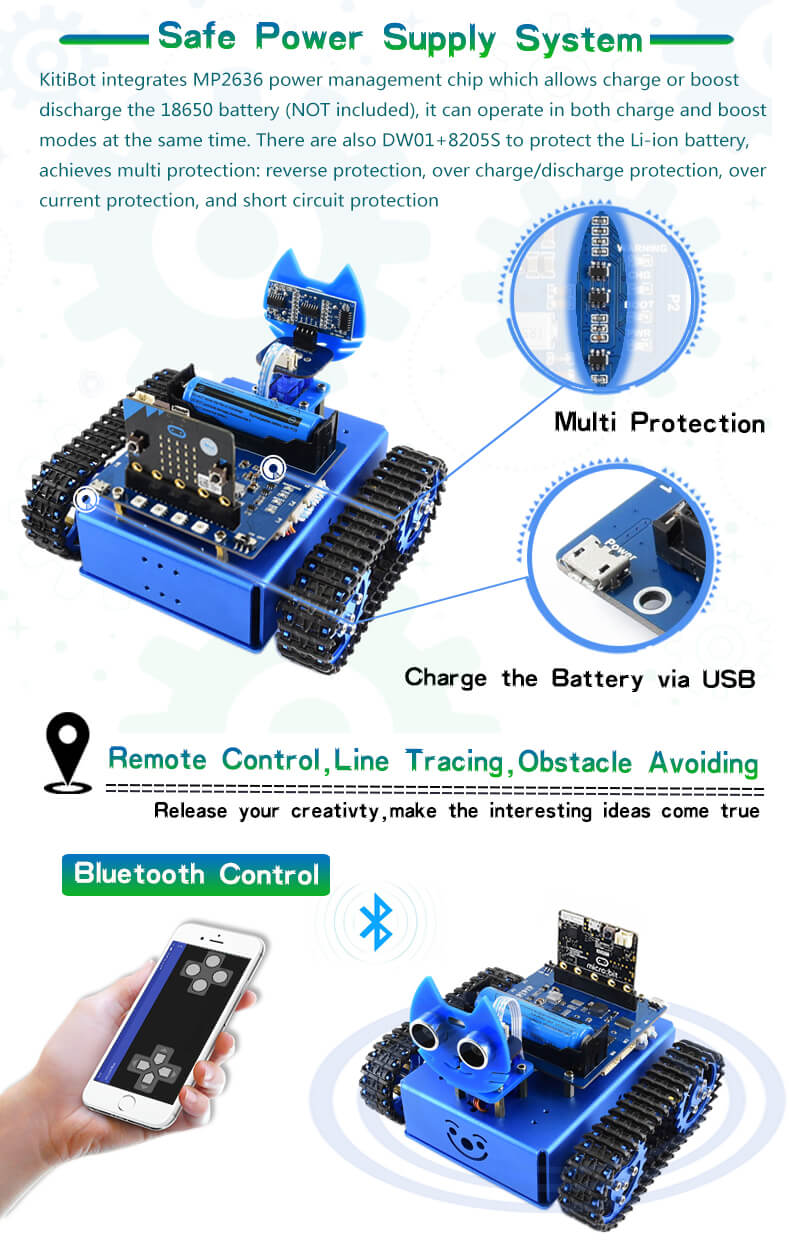 KitiBot, Starter Robot, Graphical Programming, 2WD Version