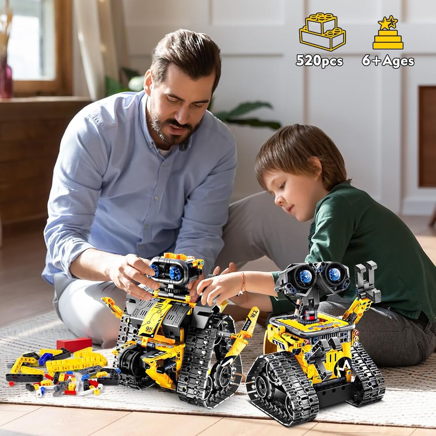 Remote Control Robot Rover Kit | 560 Piece STEM Set | Build into 4 Different Robotic Creations | 5 Driving Modes: Move, Drive, Drift, or Perform Stunts using Included 2.4Ghz RC or Smart Device App