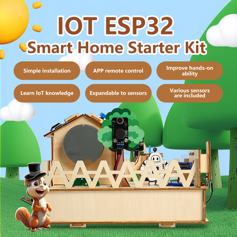 KUONGSHUN DIY Smart Home Kit for Arduino Robot Starter Automation Projects Wooden House Learning Kit for ESP32