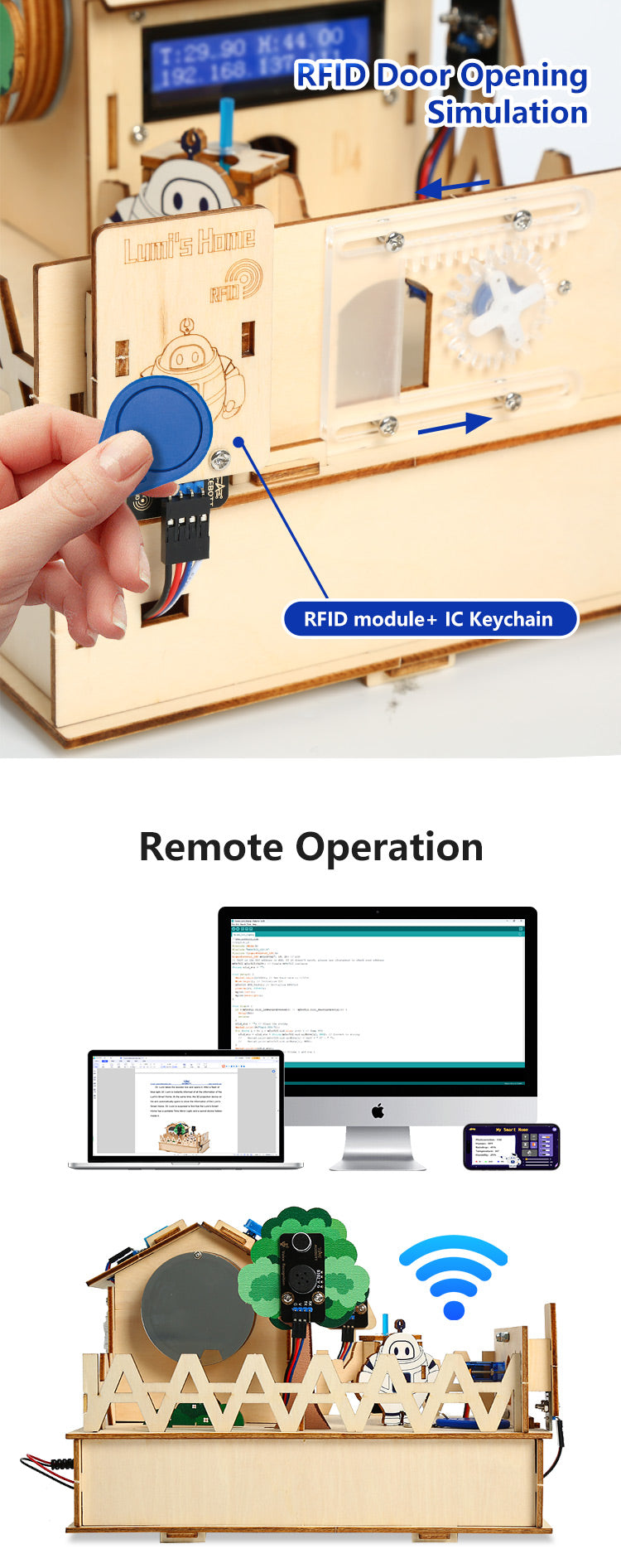 KUONGSHUN DIY Smart Home Kit for Arduino Robot Starter Automation Projects Wooden House Learning Kit for ESP32