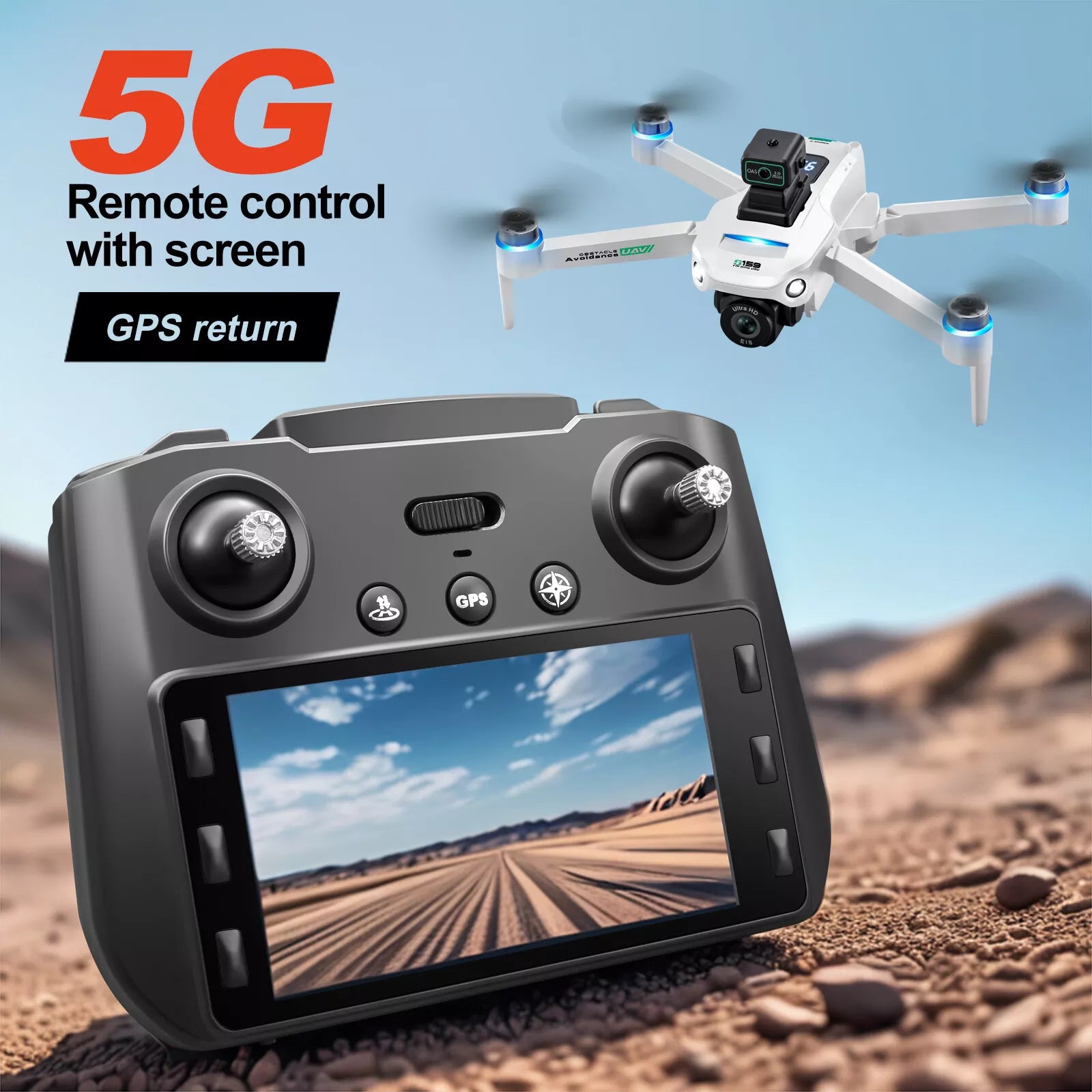 Drone GPS 5G Screen Remote Control 4K Dual Camera 360° Obstacle Avoidance