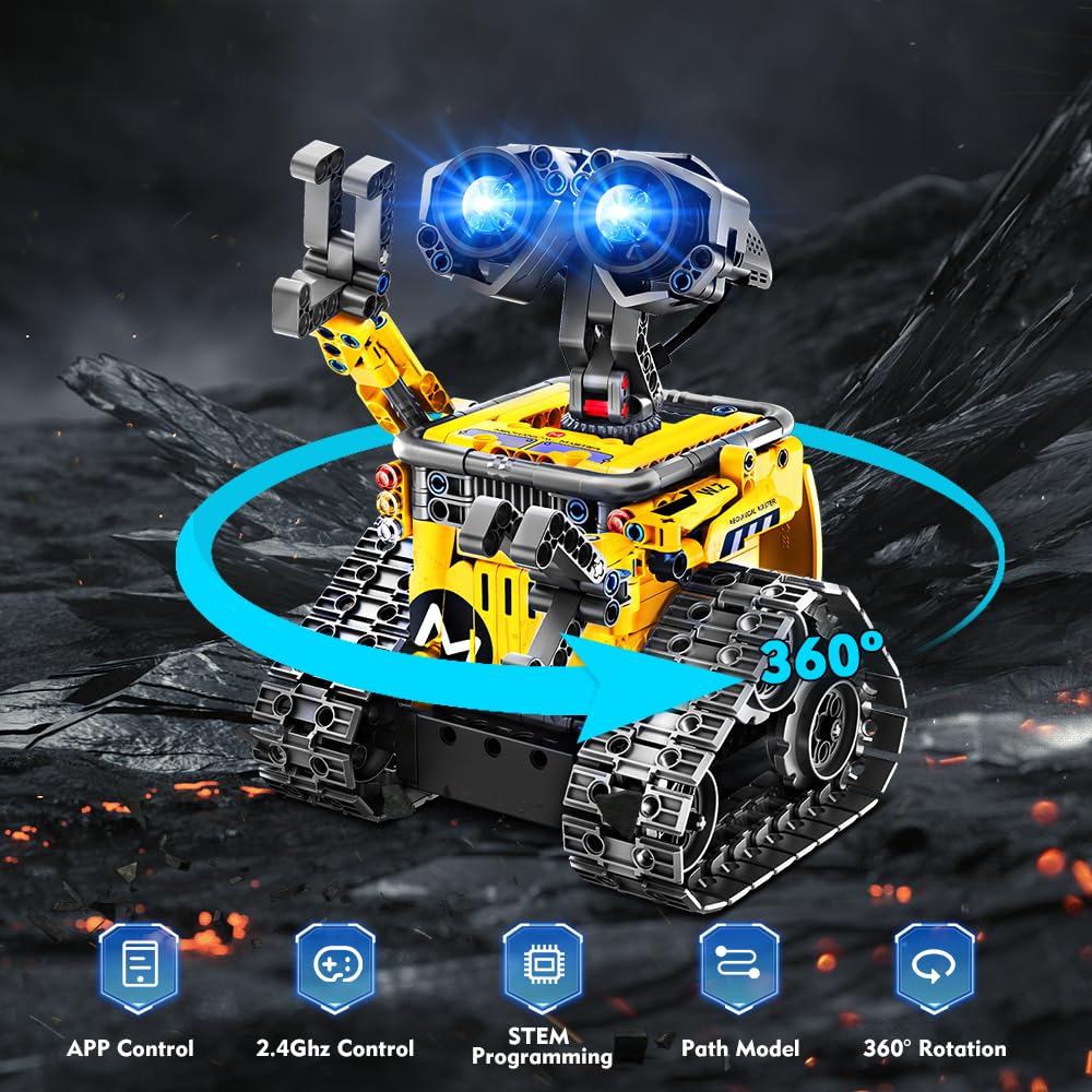 Remote Control Robot Rover Kit | 560 Piece STEM Set | Build into 4 Different Robotic Creations | 5 Driving Modes: Move, Drive, Drift, or Perform Stunts using Included 2.4Ghz RC or Smart Device App