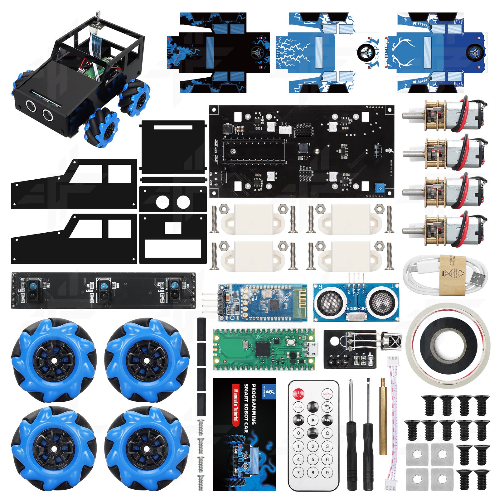 Arduino IDE Programming Smart Robot Kit, IR Remote Control Kit, Obstacle Avoidance Robot Tank Car Kit for STEAM